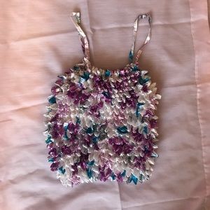 Vintage popcorn tank top with floral design